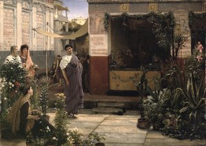 Un mercado romano de flores
