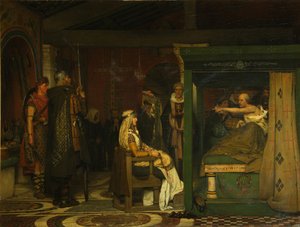 Fredegunda visita al obispo Prætextatus en su lecho de muerte, 1864 de Lawrence Alma Tadema