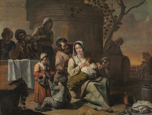 Círculo de Le Nain - Escena de época y Niños campesinos bailando (pareja de pinturas), 1650s de Le Nain Brothers