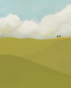Nubes y campos, c.2018 (técnica mixta) de Leah Straatsma