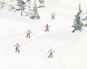 Esquiando en Tremblant, c.2023 (técnica mixta)