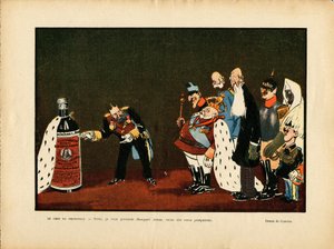 Ilustración de Leal de Camara (1877-1948) en Le Rire, 25/12/09 - Bélgica, Europa, Portugal, Austria, Alcoholismo, Protocolo - Guillermo II, Leopoldo II, Eduardo VII, Alfonso XIII, Francois-Joseph 1er d
