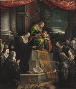 Santa Ana y la Virgen María niña de Leandro da Ponte Bassano