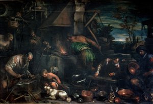 La fragua de Vulcano (óleo sobre lienzo) de Leandro da Ponte Bassano