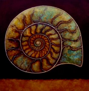 Ammonite dorado y burdeos, 2021 de Lee Campbell