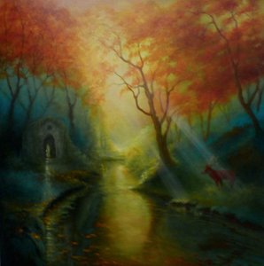 Druanitia, reina de los druidas, 2024 (óleo sobre lienzo) de Lee Campbell