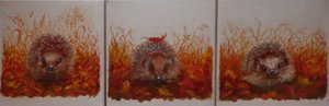 Erizos en otoño, 2024 (óleo sobre lienzo) de Lee Campbell