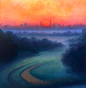 Summer Dawn Richmond Park; 2023 (óleo sobre lienzo)