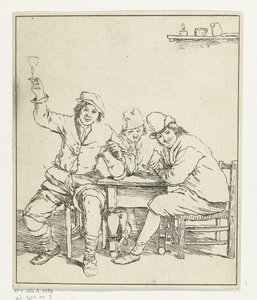 Tres hombres fumando y bebiendo en la mesa. de Leendert Brasser