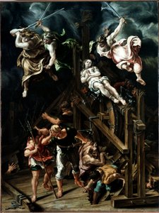 El martirio de Santa Catalina. La virgen sufre el martirio de la rueda. Pintura de Lelio Orsi (1511-1587) 1560 aprox. Dim. 88x66,5 cm. Módena, Galería Estense de Lelio Orsi da Novellara