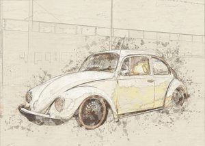 Boceto del Escarabajo clásico de Lembayung senja studio [Vintage Poster]
