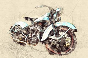 Pintura de motocicletas clásicas de Lembayung senja studio [Vintage Poster]