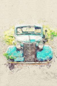 Camioneta retro de color verde azulado