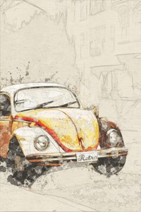 Escarabajo amarillo retro de Lembayung senja studio [Vintage Poster]