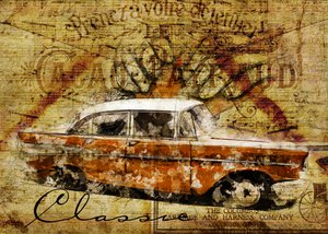 Coche clásico rústico de Lembayung senja studio [Vintage Poster]