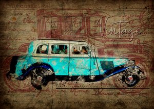 Coche vintage rústico de Lembayung senja studio [Vintage Poster]