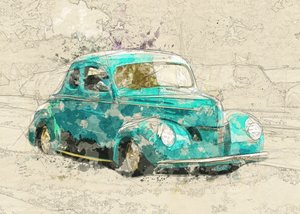 Hot Rod clásico en color verde azulado