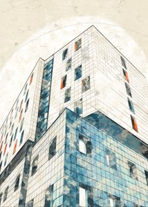Boceto arquitectónico urbano de Lembayung senja studio [Vintage Poster]