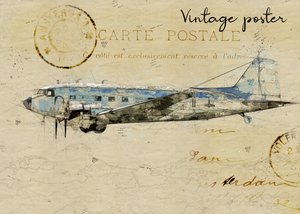 Postal de un avión antiguo de Lembayung senja studio [Vintage Poster]