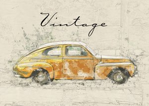 Boceto de un coche clásico de Lembayung senja studio [Vintage Poster]