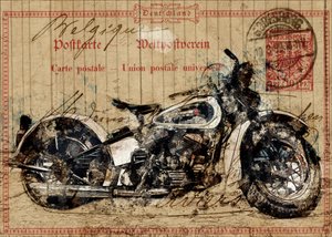 Postal de una motocicleta clásica