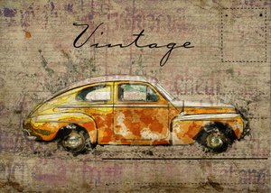 Coche naranja vintage de Lembayung senja studio [Vintage Poster]