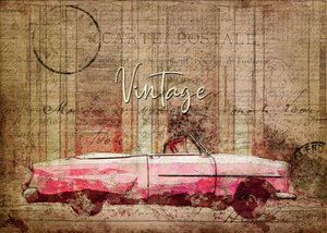 Coche rosa clásico de Lembayung senja studio [Vintage Poster]