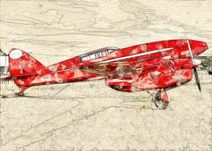 Avión de hélice rojo de época