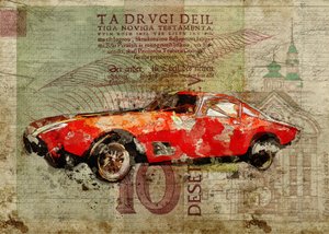 Coche deportivo rojo clásico de Lembayung senja studio [Vintage Poster]