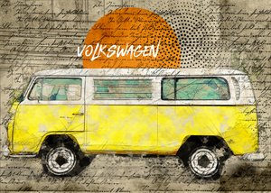 Furgoneta vintage amarilla de Lembayung senja studio [Vintage Poster]