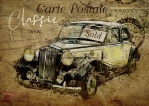 tarjeta postal de coches clásicos de Lembayung senja studio [Vintage Poster]