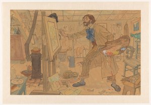 Estudio de un pintor moderno (título original del objeto) de Leo Gestel (signed by artist)