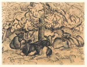 Huerto con terneros de Leo Gestel (signed by artist)