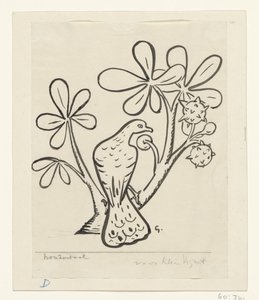 Paloma en la rama de un castaño de Leo Gestel (signed by artist)