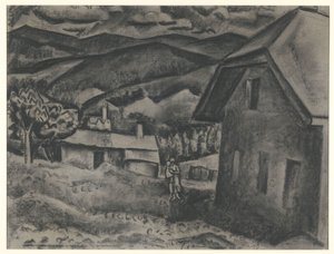 Paisaje con mujer con niño delante de una casa de Leo Gestel (signed by artist)