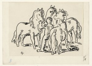 Hombre con tres caballos
