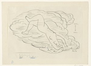 Mujer desnuda en las nubes de Leo Gestel (signed by artist)