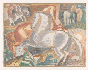 Caballos en el paisaje de Leo Gestel (signed by artist)