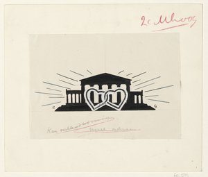Templo con dos corazones entrelazados de Leo Gestel (signed by artist)