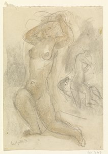 Dos desnudos arrodillados de Leo Gestel (signed by artist)
