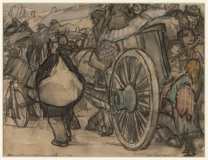 Refugiados en camino de Ámsterdam a Roosendaal. 1914 de Leo Gestel