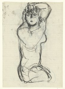 Mujer desnuda arrodillada
