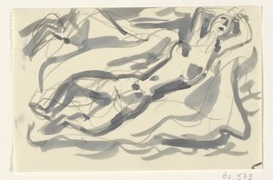 Mujer y caballo desnudos en el mar
