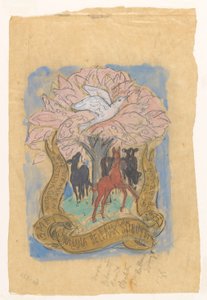 Dibujo de diseño para una felicitación por el nacimiento de Juliana Bellaar Spruyt de Leo Gestel