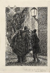 Dos hombres en la calle en la oscuridad de Leo Gestel