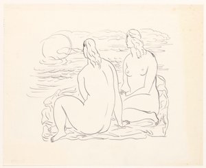 Dos mujeres desnudas en la playa de Leo Gestel