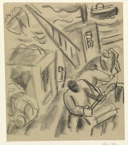 Pescador en un barco de pesca de Leo Gestel