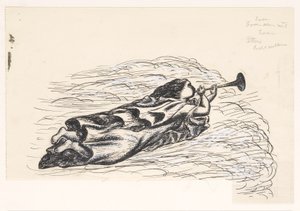 Mujer con trompeta, flotando en las nubes de Leo Gestel