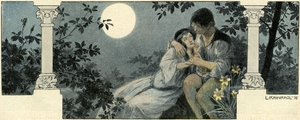 Pareja abrazándose a la luz de la luna de Leo Kainradl