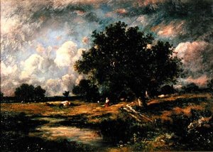 Paisaje con vacas y figuras